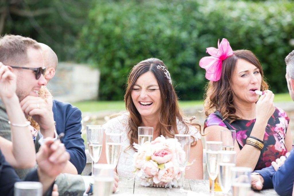 Leonie and Andy at the Tithe Barn on the Symondsbury Estate